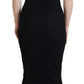 Black Sheath Midi Bodycon Lace Silk Dress