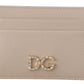 Chic Beige Leather Card Holder with Jewel Logo