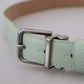 Mint Green Leather Silver Tone Metal Buckle