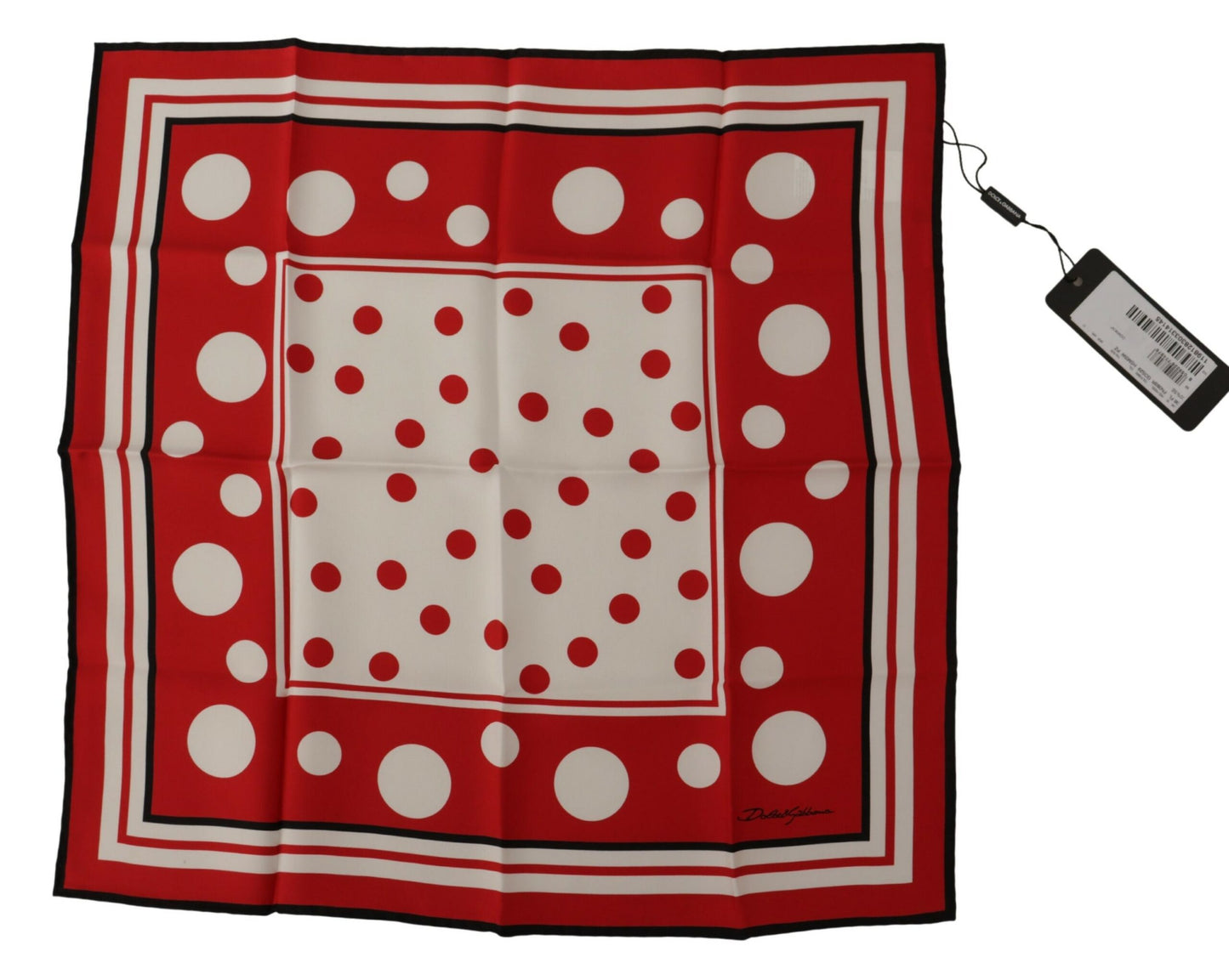 Red White Polka Dot Silk Square Scarf