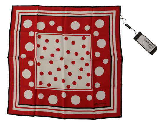 Red White Polka Dot Silk Square Scarf