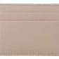 Chic Beige Leather Card Holder with Jewel Logo