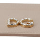 Chic Beige Leather Card Holder with Jewel Logo