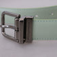 Mint Green Leather Silver Tone Metal Buckle