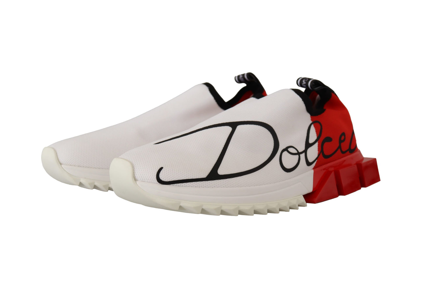 Sleek White Sorrento Sneakers with Red Accents