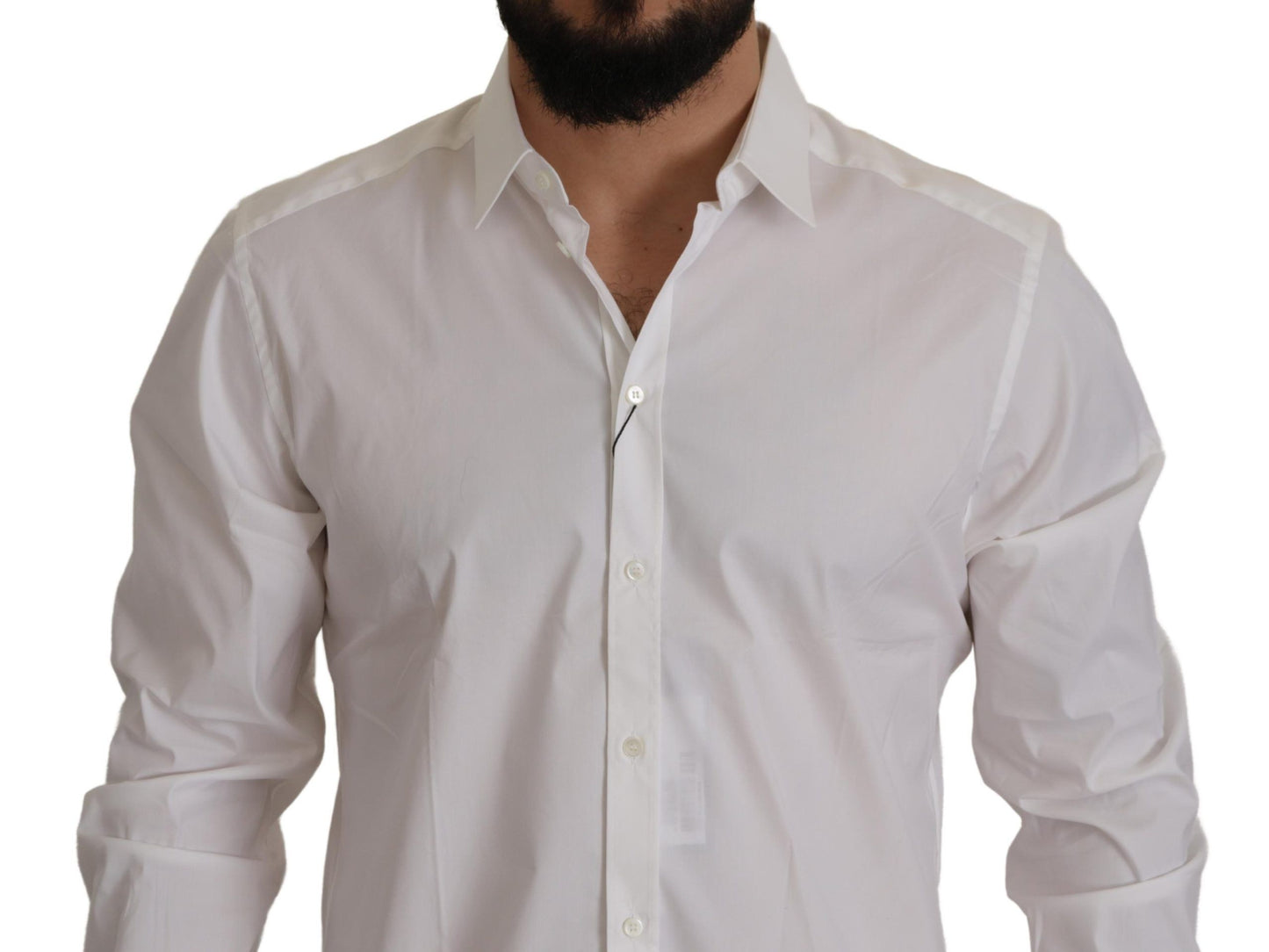 Elegant White Slim Fit Cotton Dress Shirt