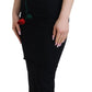 Black Sheath Bodycon Stretch Roses Dress