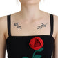 Black Sheath Bodycon Stretch Roses Dress
