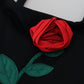 Black Sheath Bodycon Stretch Roses Dress