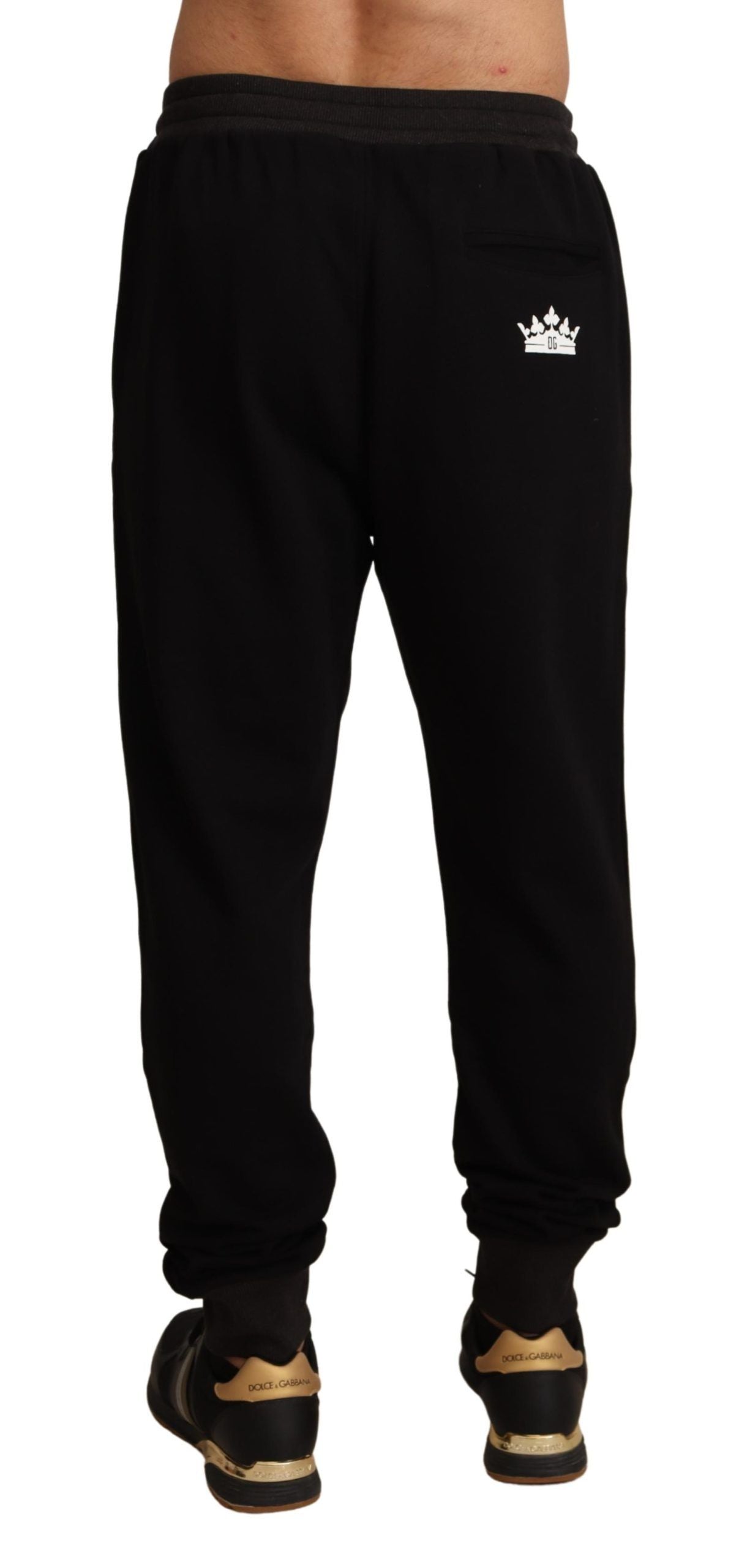 Regal Crown Print Sweatpants in Black