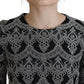 Black Gray Jacquard Sheath Bodycon Dress
