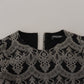 Black Gray Jacquard Sheath Bodycon Dress