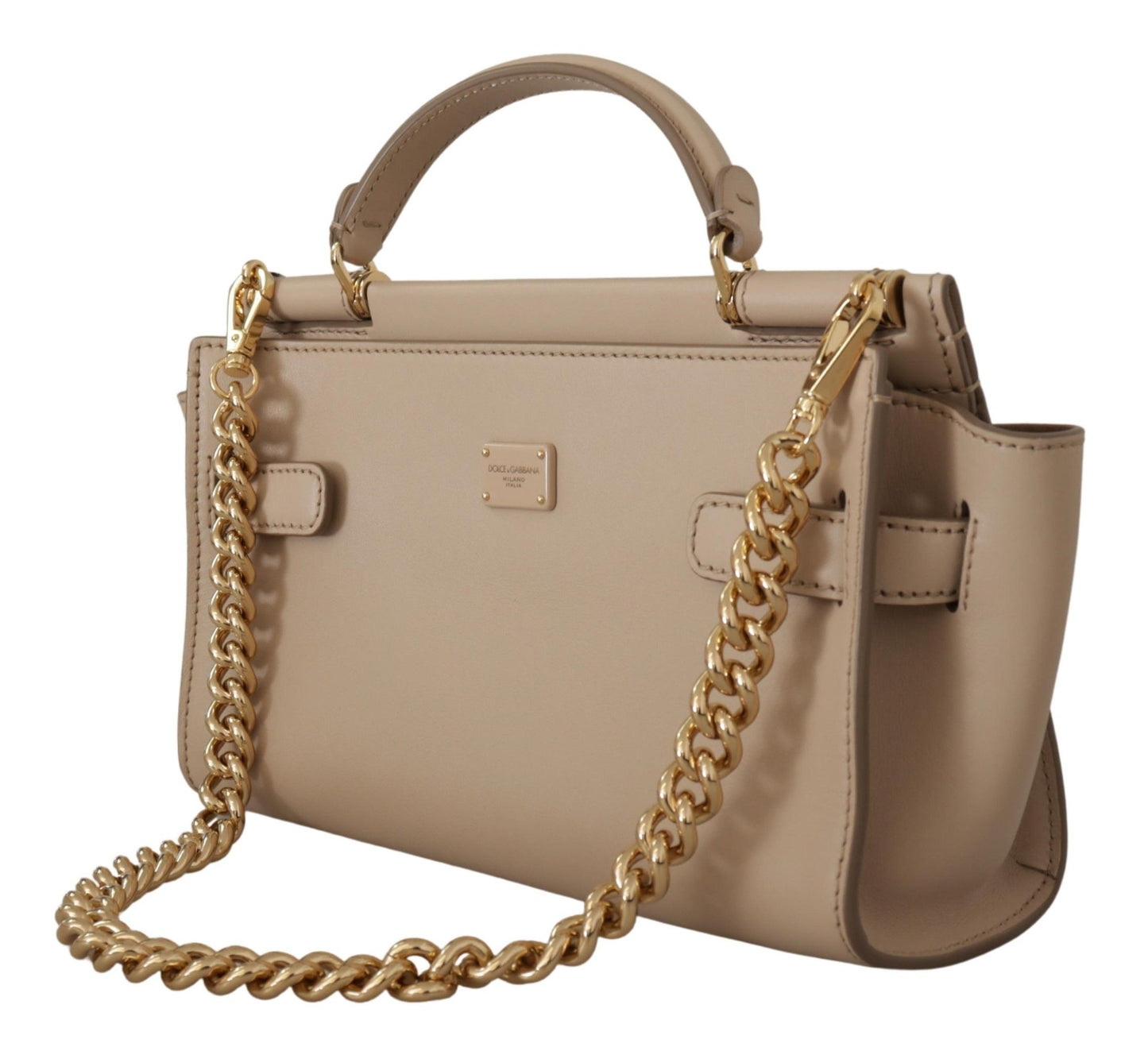 Elegant Beige Sicily Leather Shoulder Bag