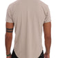 Beige Cotton Blend Crew Neck Tee