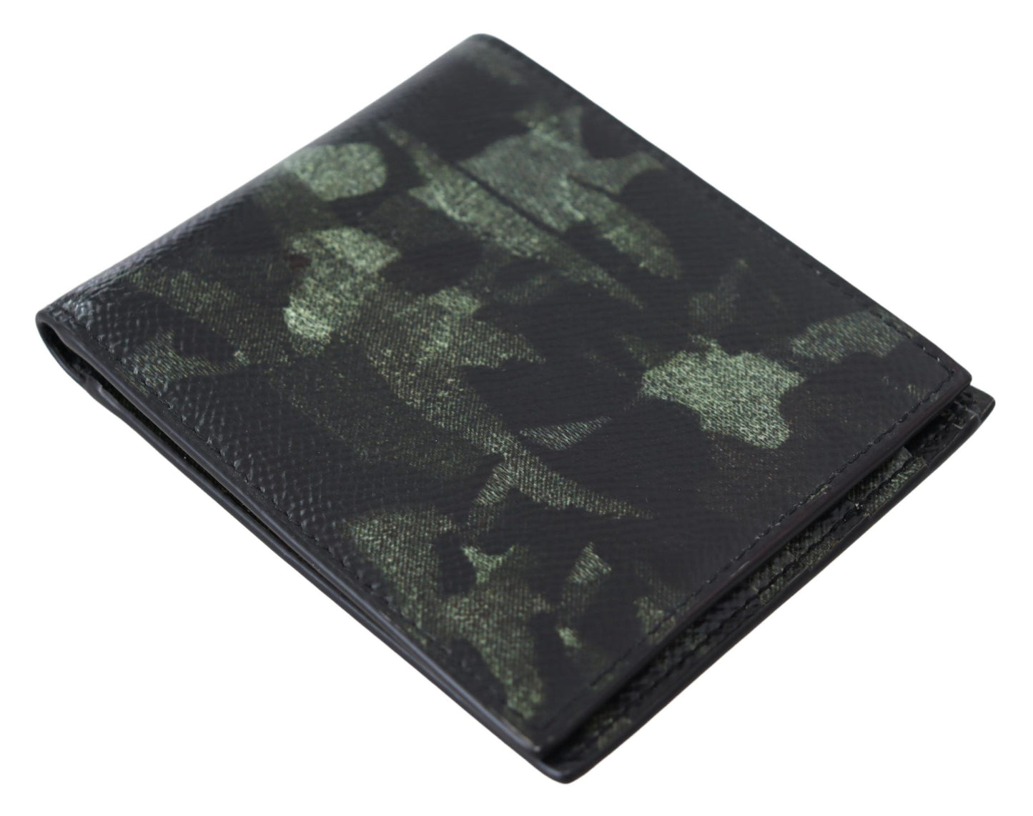 Camouflage Leather Bifold Wallet in Green