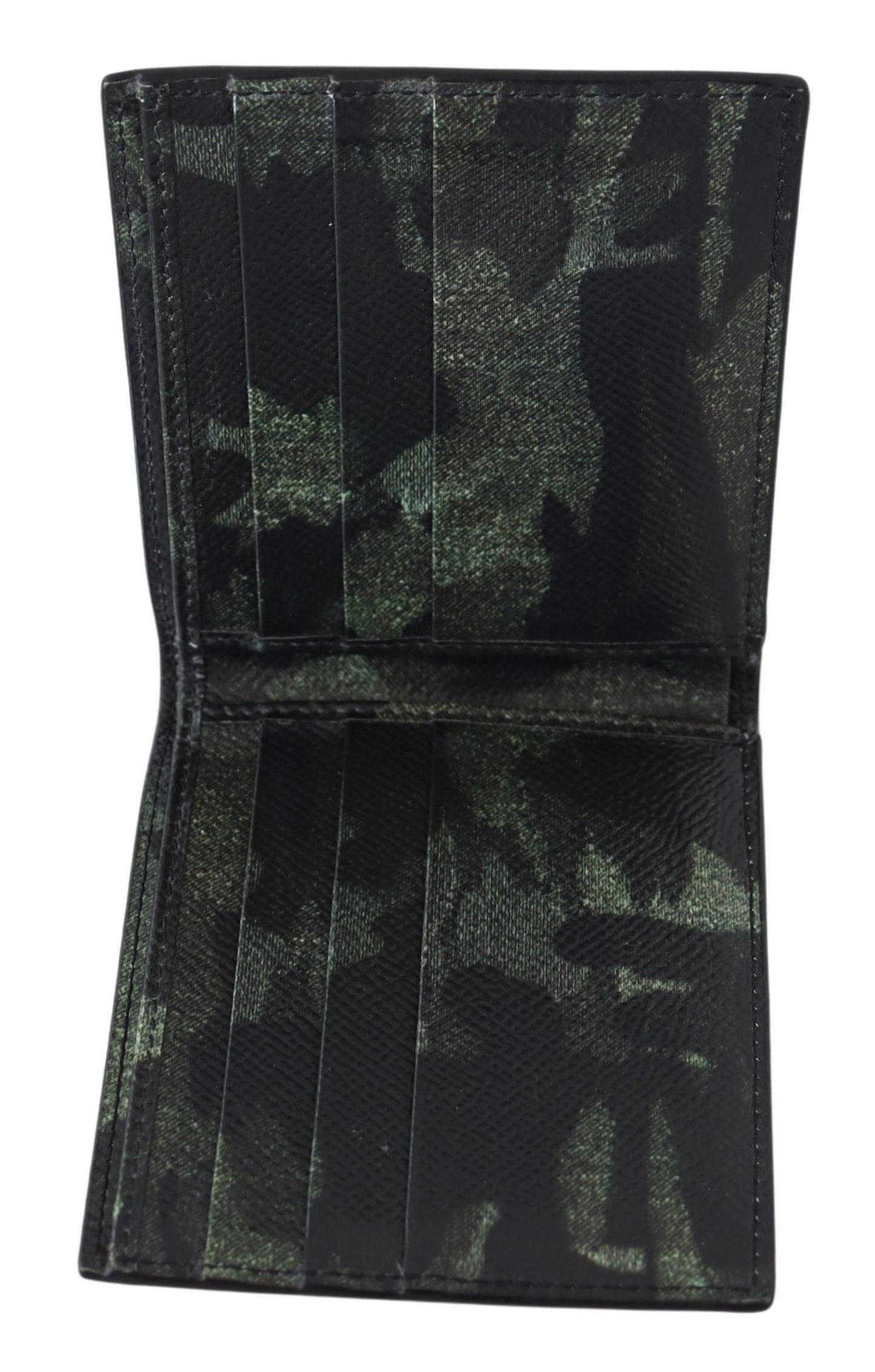 Camouflage Leather Bifold Wallet in Green