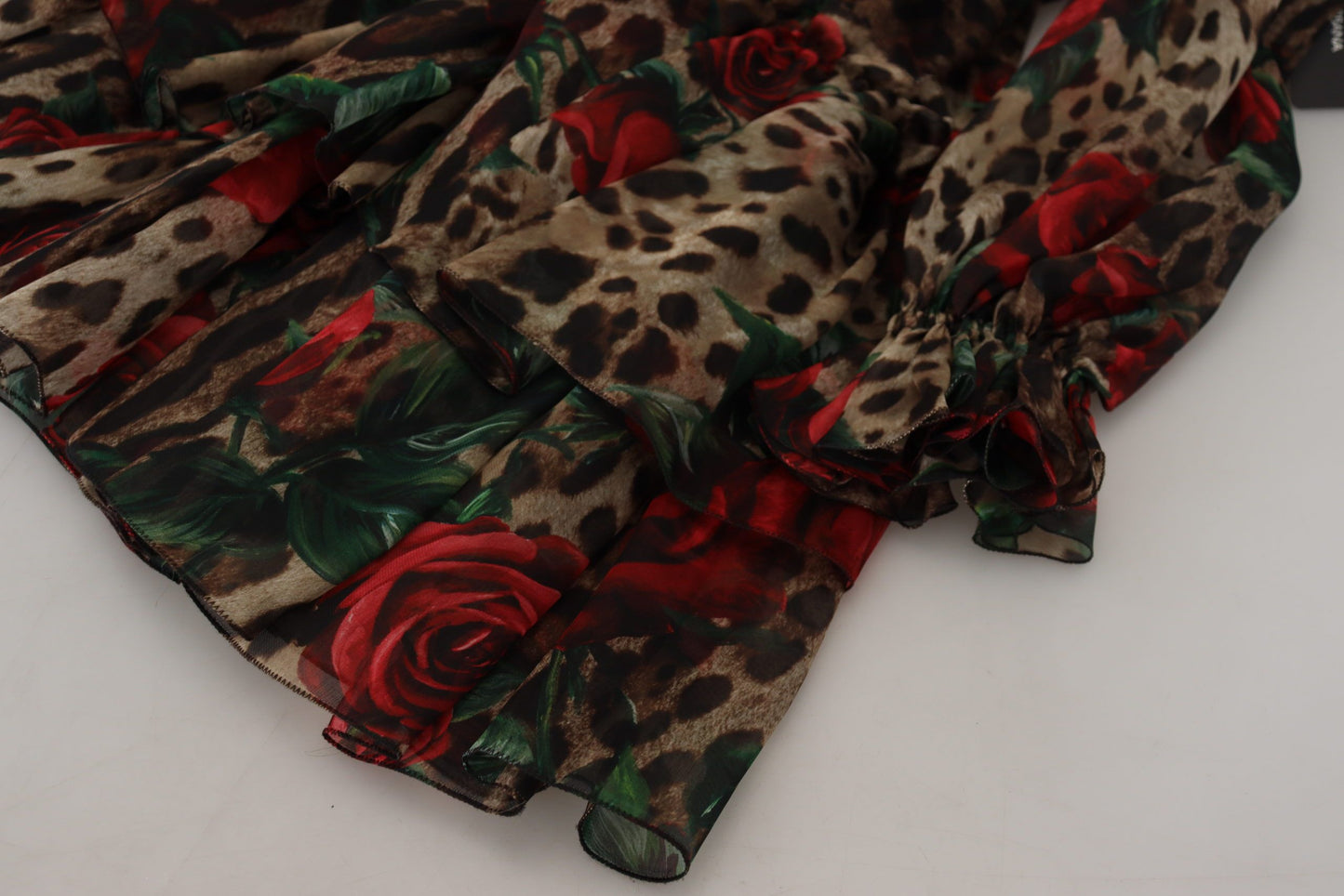 Silk Leopard Print & Red Roses Dress