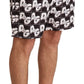 Elegant Black Swim Trunks with White Logo Print