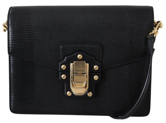 Elegant Black Leather Lucia Shoulder Bag