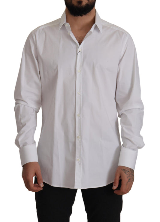 White Cotton Stretch Slim Fit GOLD Shirt