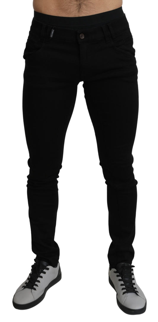 Elegant Black Stretch Cotton Jeans