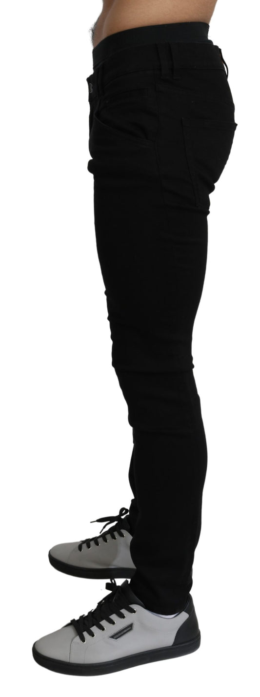 Elegant Black Stretch Cotton Jeans