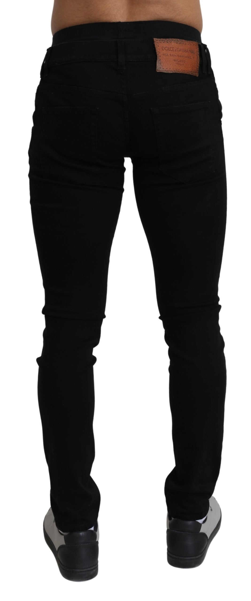 Elegant Black Stretch Cotton Jeans