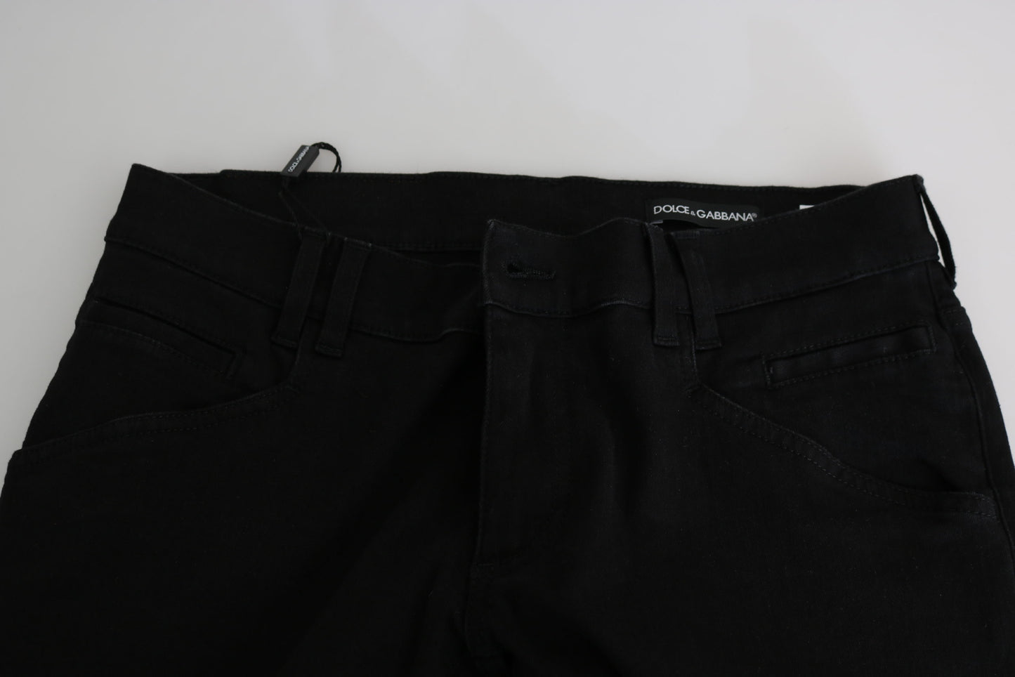 Elegant Black Stretch Cotton Jeans