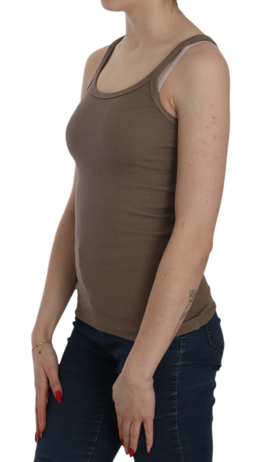 Chic Spaghetti Strap Cotton Top - Earthy Elegance