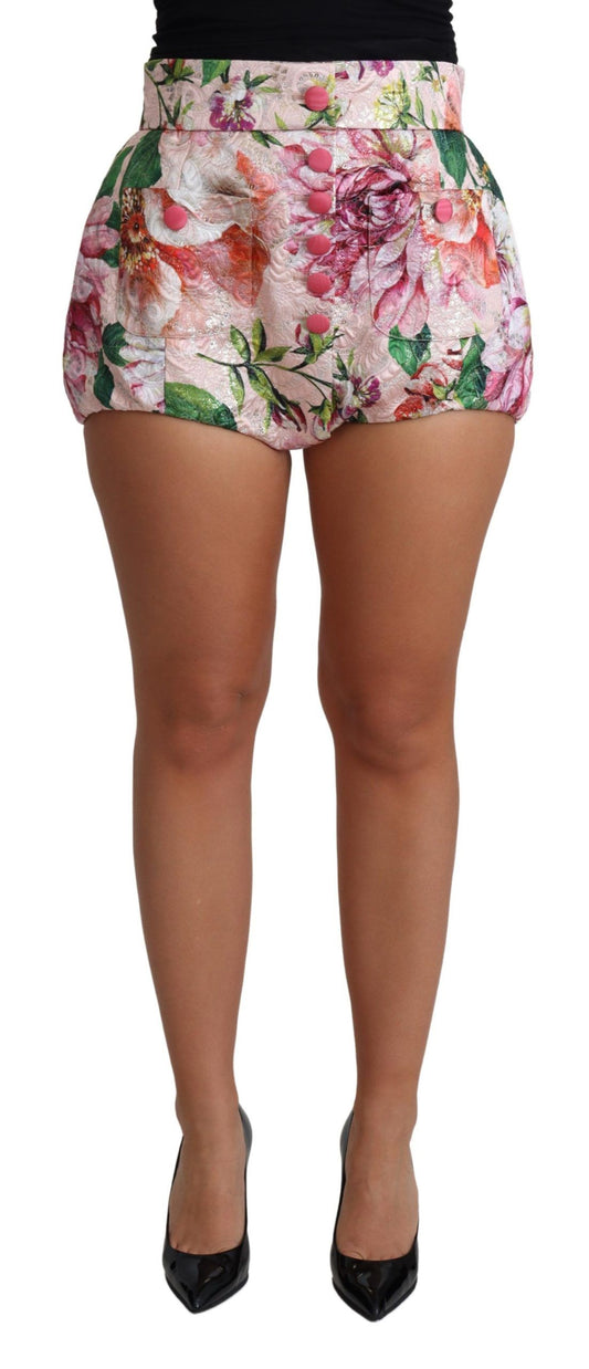 Pink Cotton Floral Print Hot Pants Short