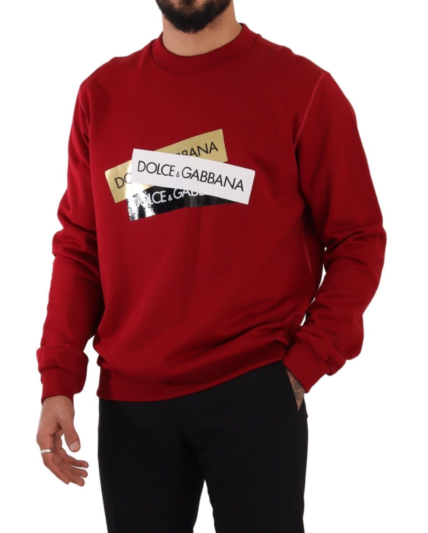 Elegant Red Crewneck Pullover Sweater