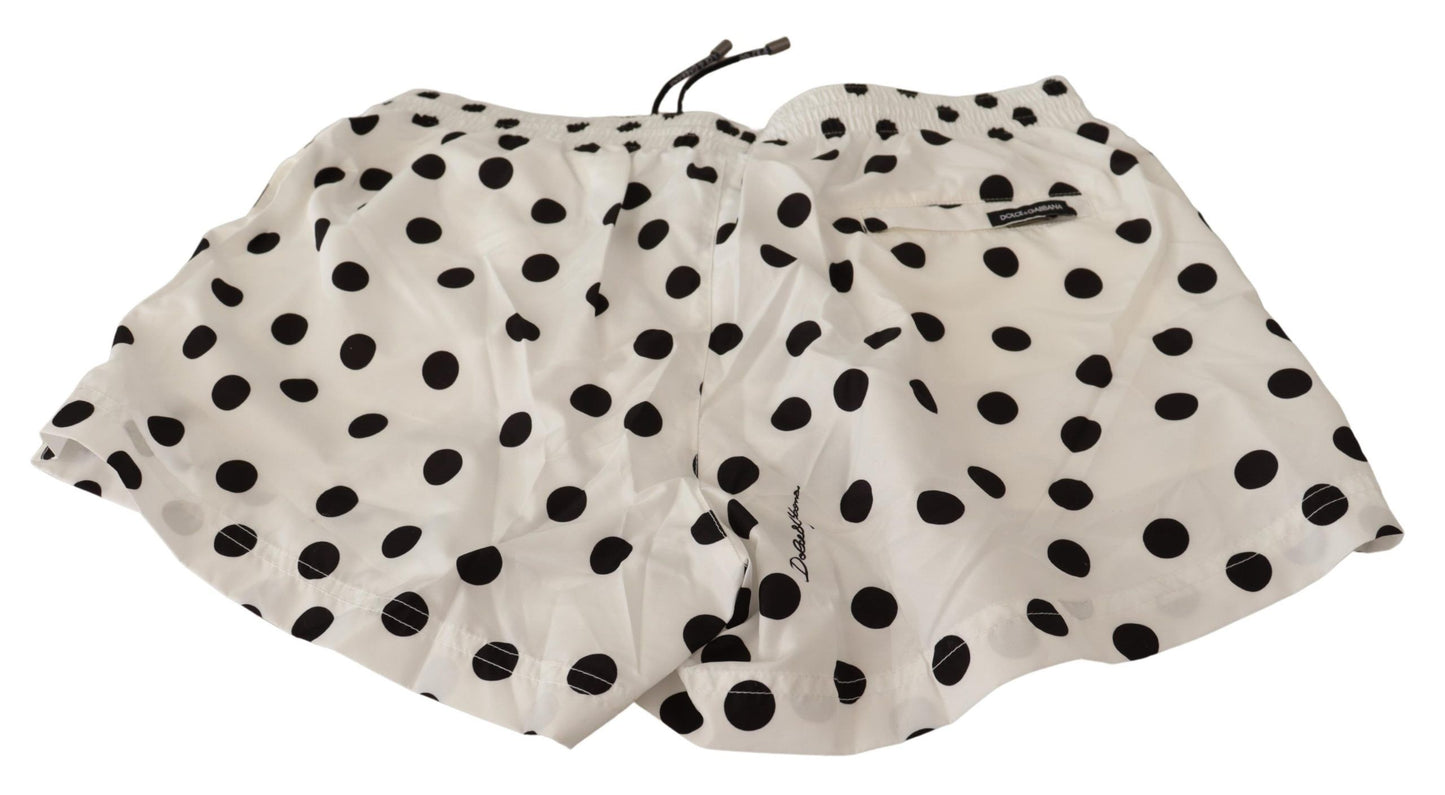 White Polka Dots Beachwear Shorts Swimwear