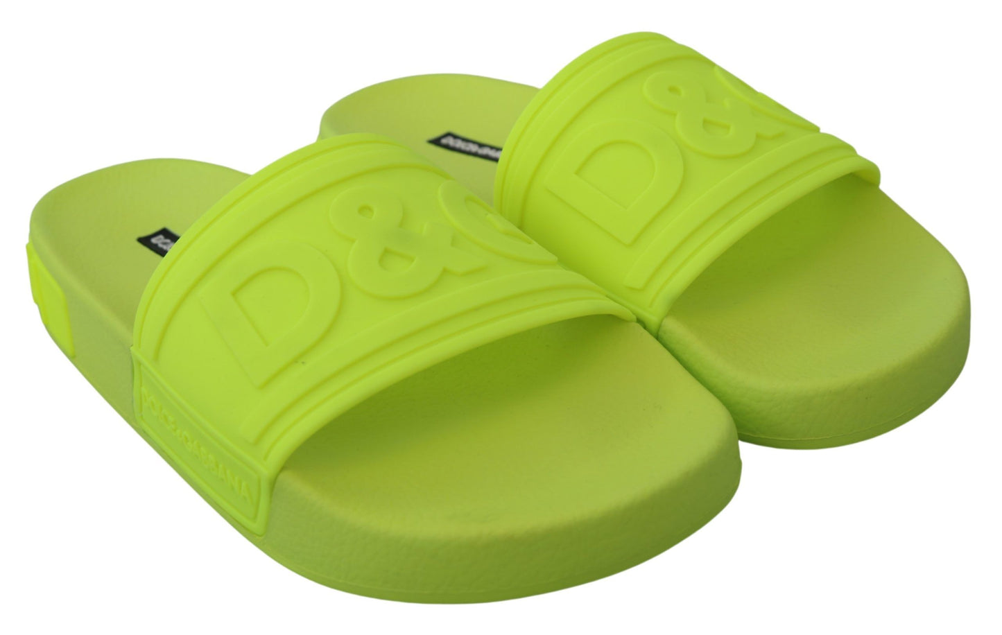 Chic Green Rubber Monogram Slides