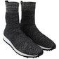 Elegant Knitted Lurex Sneakers in Black and Silver