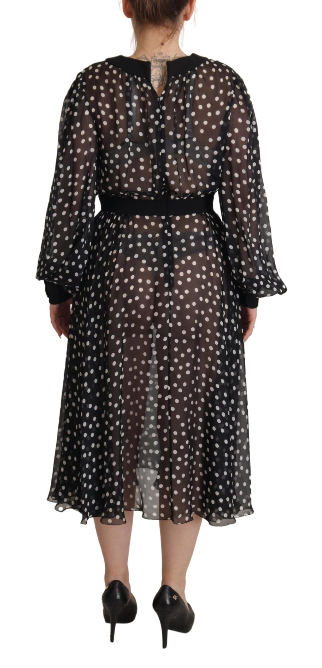 Elegant Polka Dot Silk Midi Dress