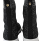 Elegant Knitted Lurex Sneakers in Black and Silver