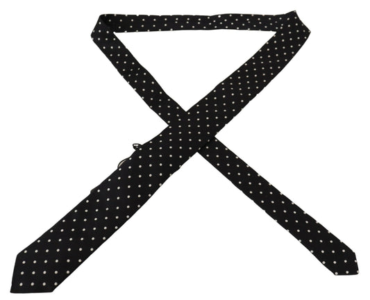 Elegant Black Polka Dot Silk Tie