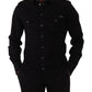 Black Slim Cotton Denim Stretch Shirt
