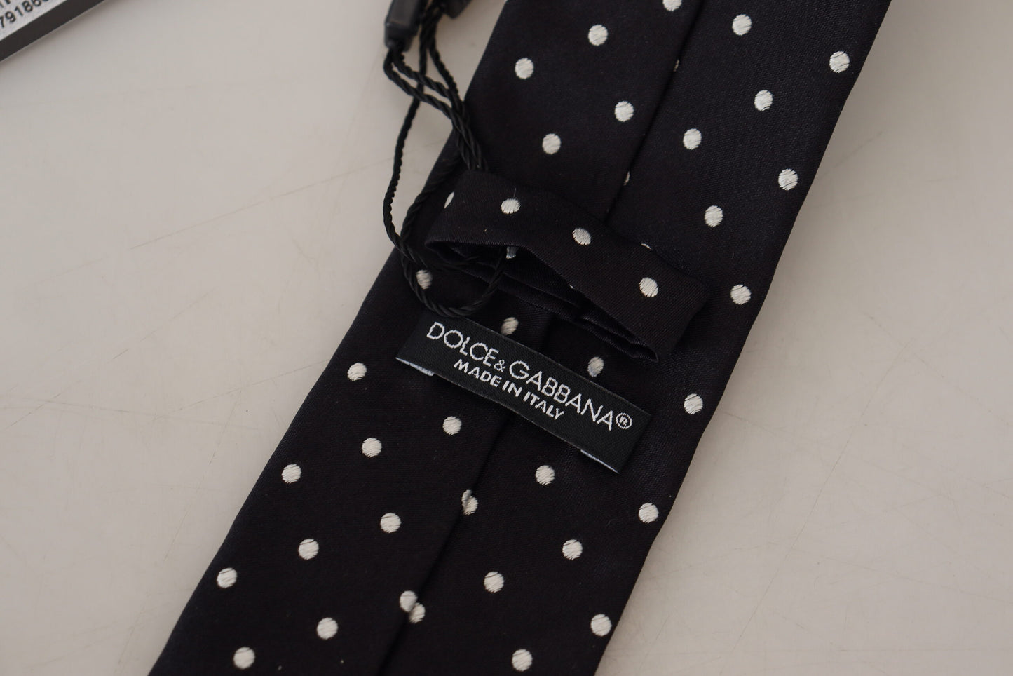 Elegant Black Polka Dot Silk Tie