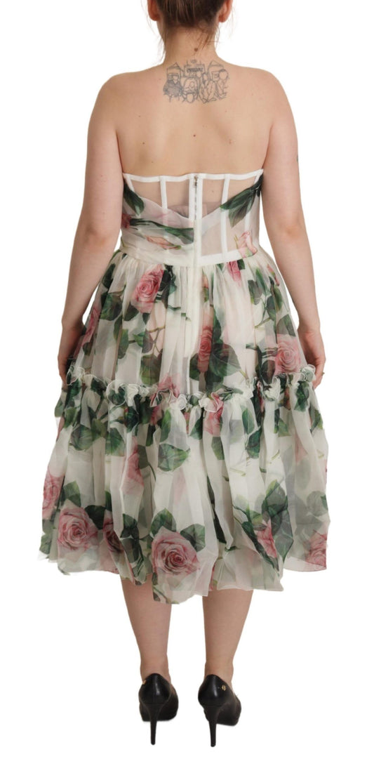 Romantic Floral Silk Midi Dress