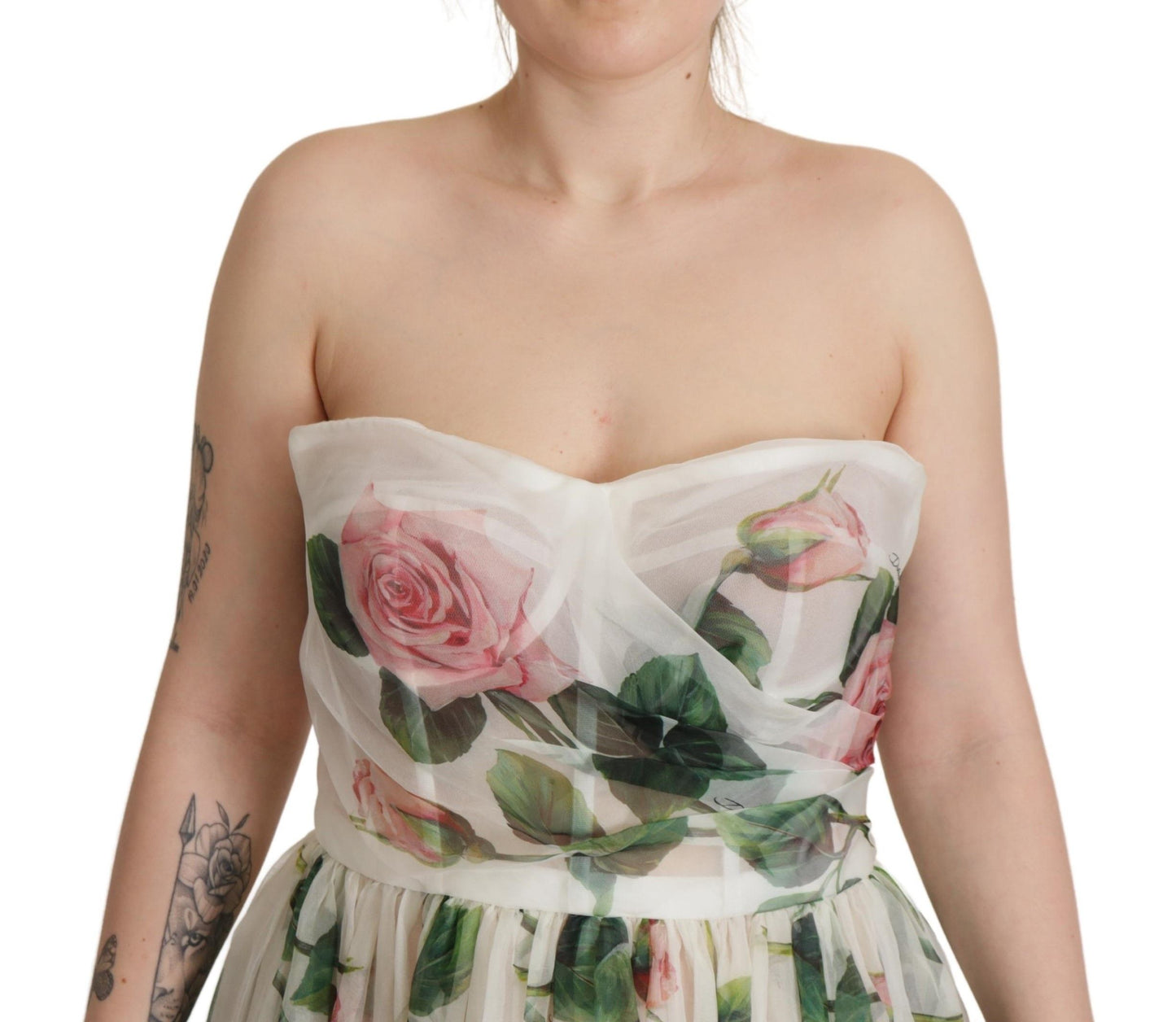 Romantic Floral Silk Midi Dress