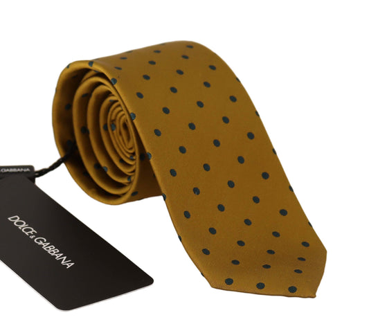 Elegant Yellow Polka Dot Silk Tie