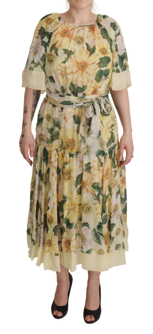 Elegant Floral Silk Maxi Dress