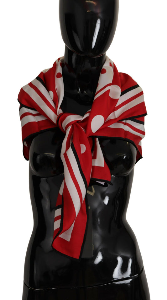 Elegant Polka Dot Silk Square Scarf