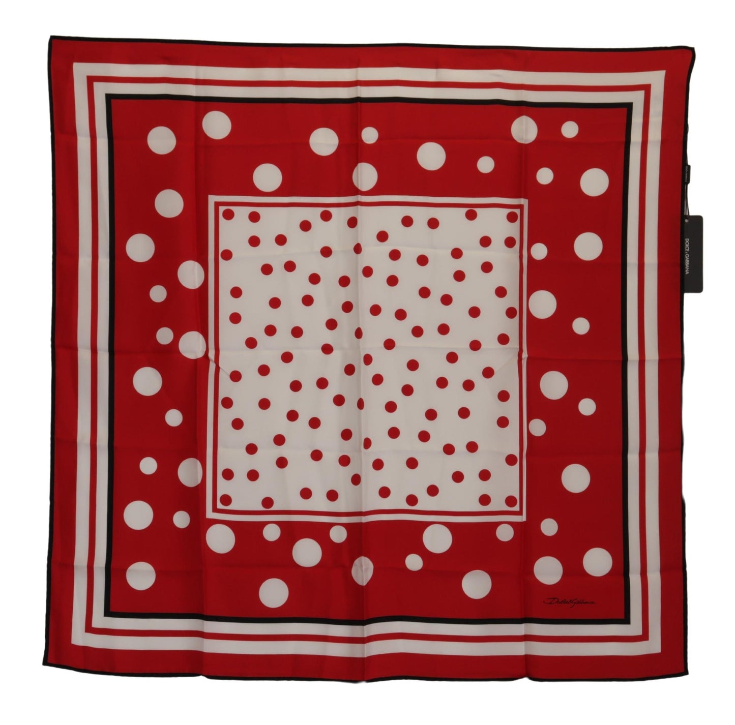 Elegant Polka Dot Silk Square Scarf