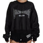 Black Nylon Crewneck Pullover Logo Sweater