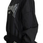 Black Nylon Crewneck Pullover Logo Sweater
