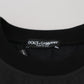 Black Nylon Crewneck Pullover Logo Sweater
