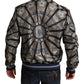 Elegant Jacquard Bomber Jacket in Blue