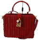 Red Shoulder Box Bag with Gold Padlock